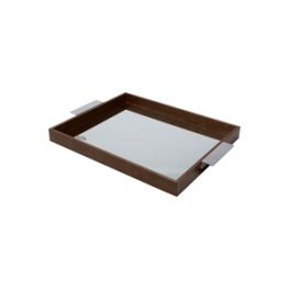 BANDEJA 35X25X4,5CM COM ESPELHO IMBUIA